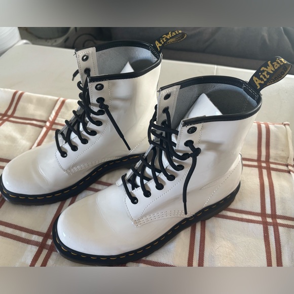 Dr. Martens Shoes - NWOT Dr. Martens Glossy White Combat Boots